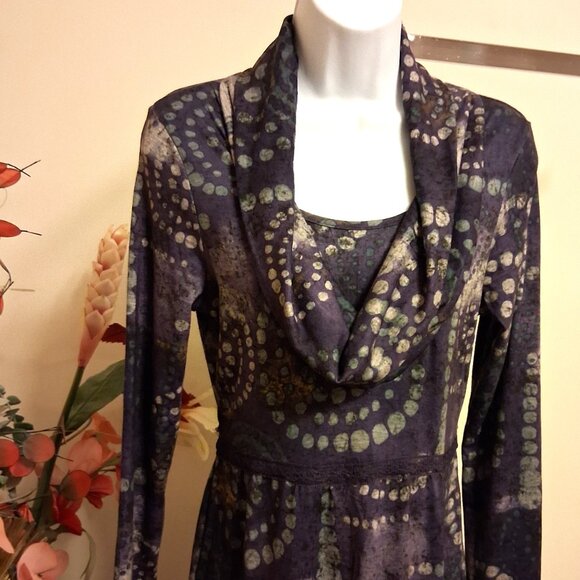 NWT I.AM.GIA Women’s Elegant Purple Printed Long Sleeve Midi Dress Size 38 - Picture 9 of 11